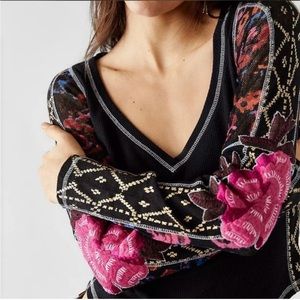 NWT Free People Amara Embroidered Long Sleeve Shirt